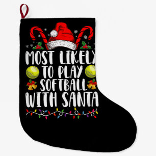 Grande Chaussette De Noël Plus susceptible de jouer au softball avec la fami