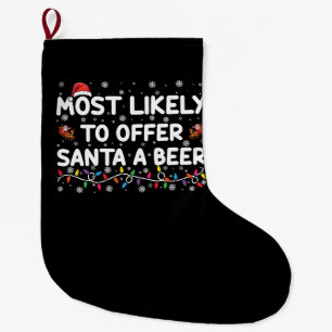 Grande Chaussette De Noël Plus susceptible d'offrir une bière à Santa Lumièr