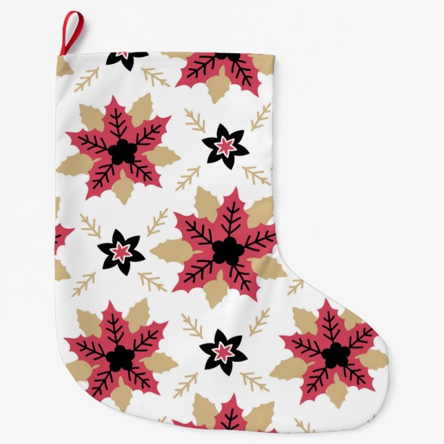 Grande Chaussette De Noël Poinsettas (Devant)