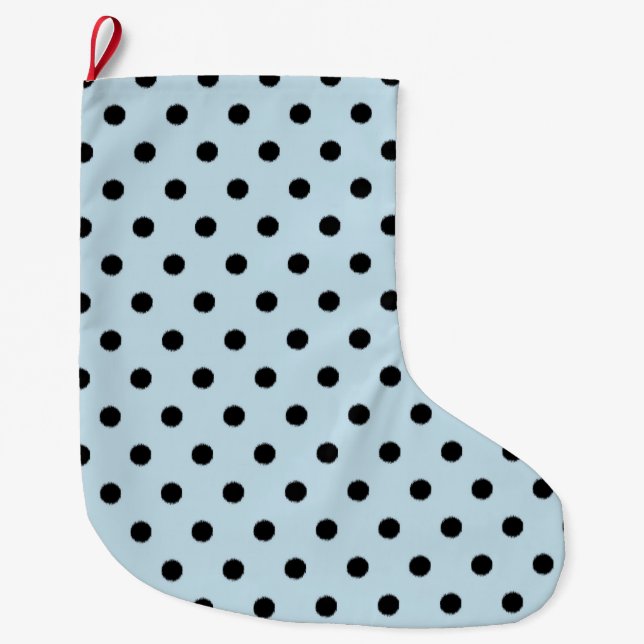 Grande Chaussette De Noël Pois noirs et bleus (Devant)