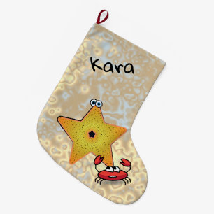 Grande Chaussette De Noël Poisson et crabe