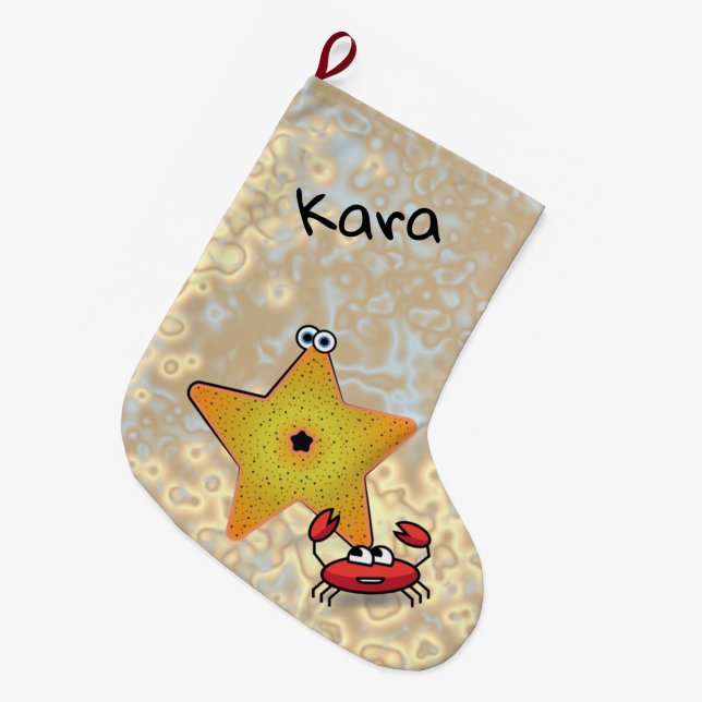 Grande Chaussette De Noël Poisson et crabe (Devant (Accrochage))