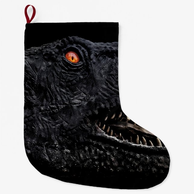 Grande Chaussette De Noël Poster noir de Tréx Dinosaur Head (Devant)