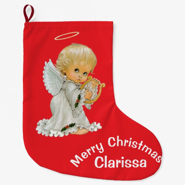 Grande Chaussette De Noël Prise de Noël, Ange bébé (Devant)