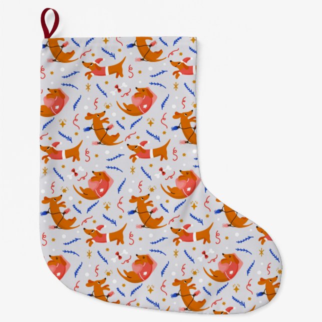 Grande Chaussette De Noël Pups de Noël (Devant)