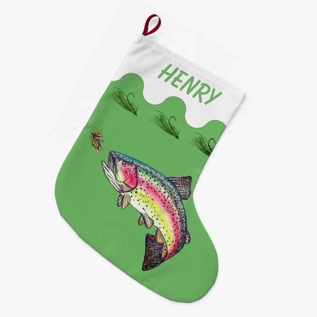 Grande Chaussette De Noël Rainbow Trout Fly (Devant (Accrochage))