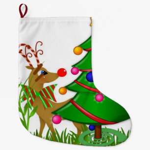 Grande Chaussette De Noël Récipiendaire de Noël, rennes de Noël