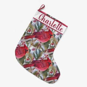Grande Chaussette De Noël Red Cardinal Bird