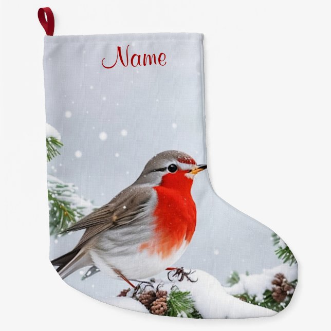 Grande Chaussette De Noël Red Robin Noël Stocker (Devant)