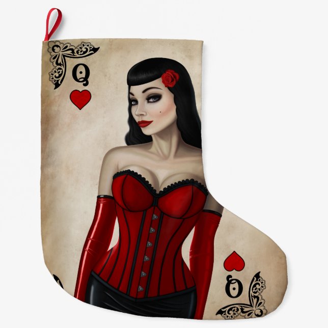 Grande Chaussette De Noël Reine des coeurs (Devant)