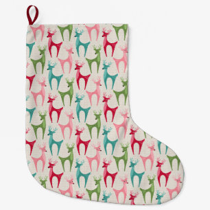 Grande Chaussette De Noël Renne Rétro ©studioxtine