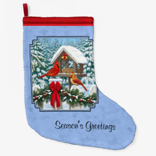 Grande Chaussette De Noël Repas de Noël des cardinaux bleu