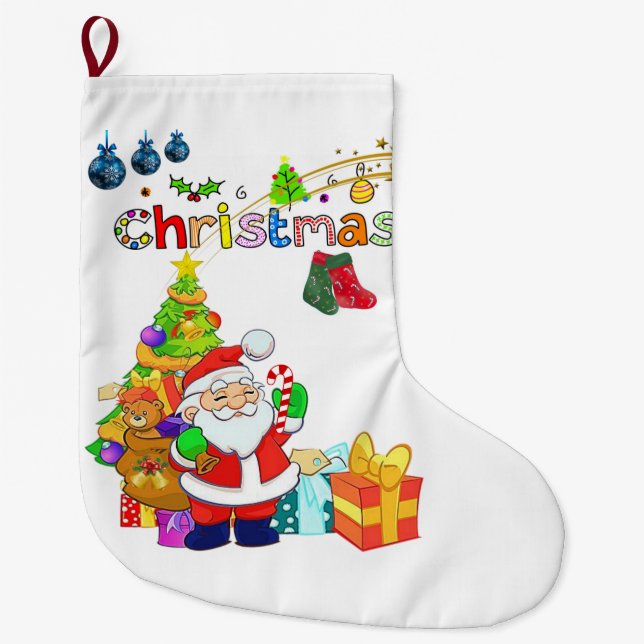 Grande Chaussette De Noël Réservation de Noël, Père Noël (Devant)