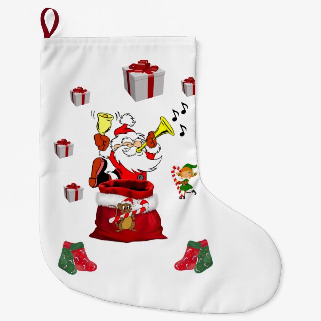 Grande Chaussette De Noël Réservation de Noël, Père Noël (Devant)
