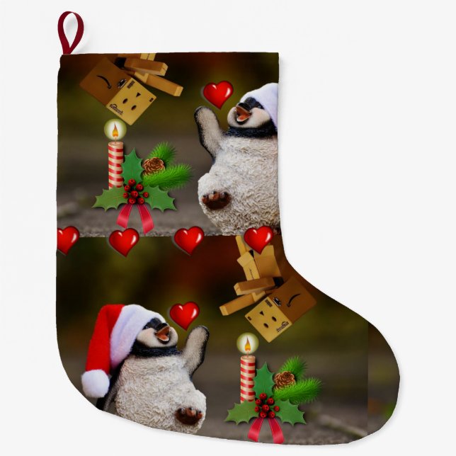 Grande Chaussette De Noël Réservoir de Noël, Pingouin (Devant)