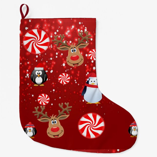 Grande Chaussette De Noël Réservoir de Noël, Pingouin (Devant)