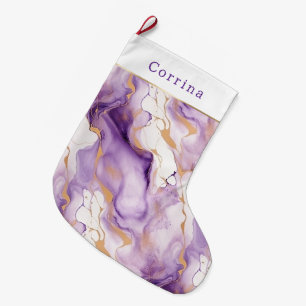 Grande Chaussette De Noël Résumé Or Blanc Violet