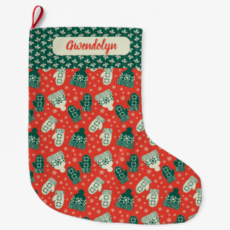 Grande Chaussette De Noël Rétro Vibe Casquettes & Mittens Noël Stocking