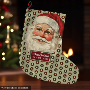 Grande Chaussette De Noël Rétro Vieux Noël de Noël de Noël de Noël Stocker