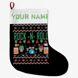 Grande Chaussette De Noël Rock N Roll laide style sucré de Noël moche