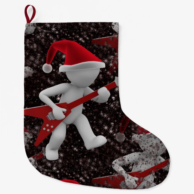 Grande Chaussette De Noël rockstar père Noël noël bas (Devant)