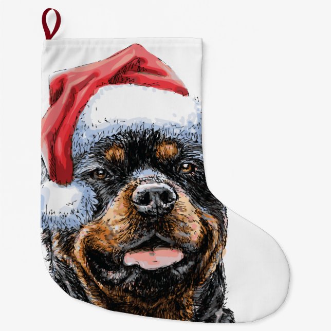 Grande Chaussette De Noël Rottweiler Père Noël Christmas Stocking (Devant)