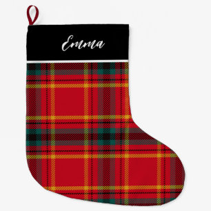 Grande Chaussette De Noël Rouge et vert Nom traditionnel de la plaque Monogr