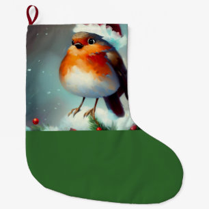 Grande Chaussette De Noël Rouge-gorge de Noël 1