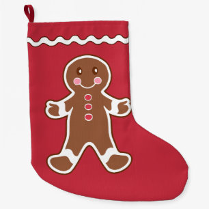 Grande Chaussette De Noël Roulement de pain d'épice rouge