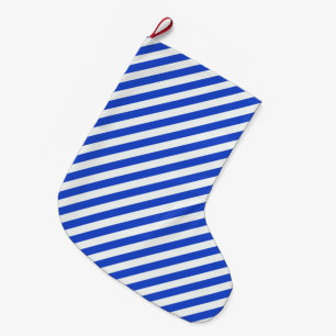 Grande Chaussette De Noël Royal Blue Combination Stripes par Shirley Taylor