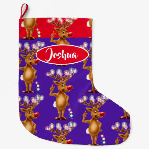 Grande Chaussette De Noël Rudolph Reindeer garde sur mesure