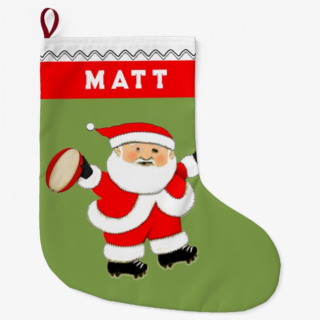 Grande Chaussette De Noël Rugby personnalisé (Devant)