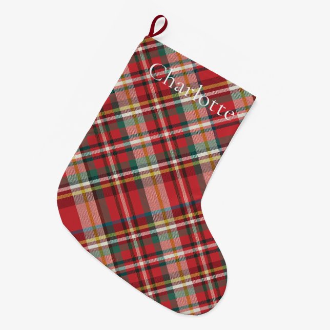 Grande Chaussette De Noël Rustic Plaid Farmhouse Red Check Holidays (Devant (Accrochage))