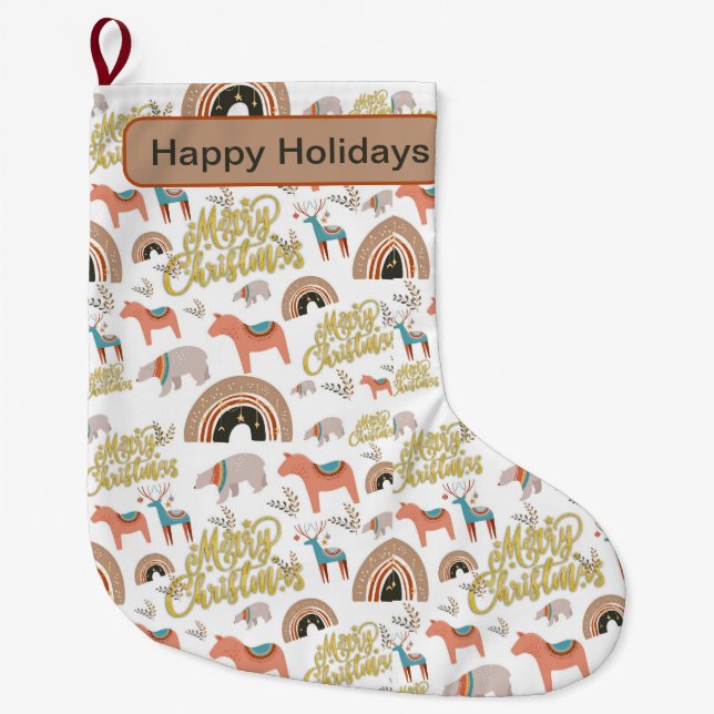 Grande Chaussette De Noël Saison de vacances de Boho (Devant)