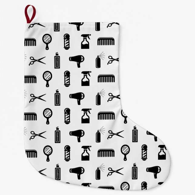 Grande Chaussette De Noël Salon et coiffeur Motif COULEUR PERSONNALISÉE (Devant)