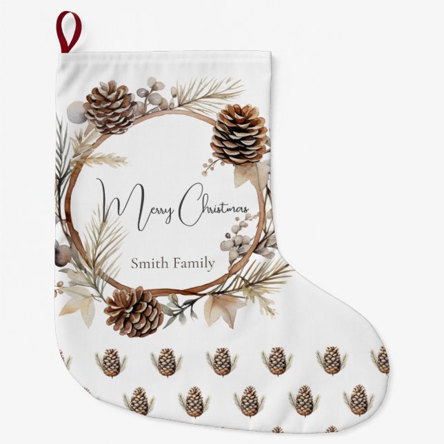 Grande Chaussette De Noël Salutations de Noël (Devant)