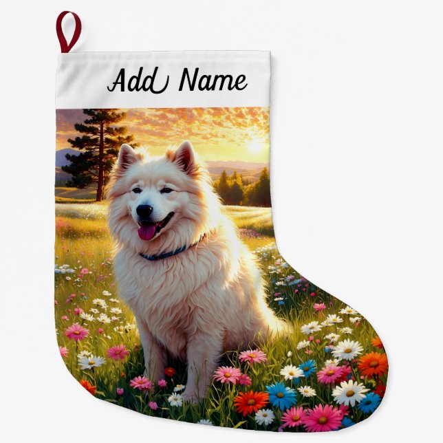 Grande Chaussette De Noël Samoyed (Devant)