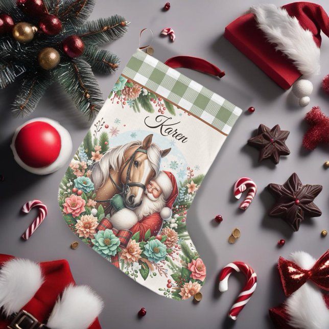 Grande Chaussette De Noël Santa Clause Avec Cheval Noël (Enjoy this Beautiful Christmas Horse design! Personalize with your favorite Horse Girl!
)