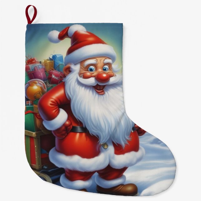 Grande Chaussette De Noël Santa Clause Joyeux Noël Bonne année (Devant)