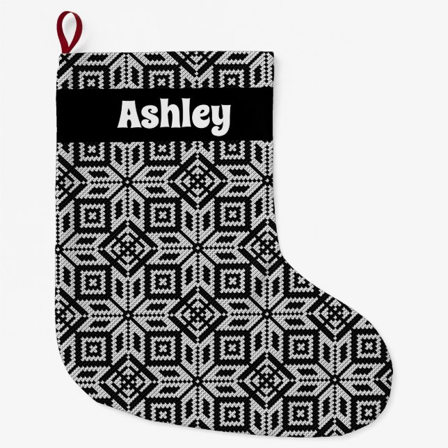 Grande Chaussette De Noël Scandinave Selburose Motif de Noël (Devant)