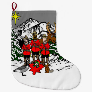Grande Chaussette De Noël Scène de la Nativité canadienne de Noël