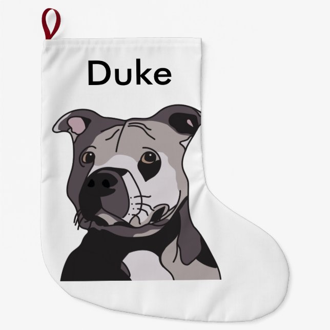 Grande Chaussette De Noël Secourir American Bulldog Pit Bull Terrier Portrai (Devant)