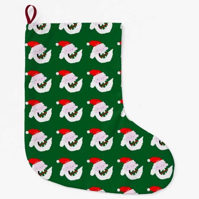 Grande Chaussette De Noël Silly goofy Santa Claus cartoon face  (Devant)