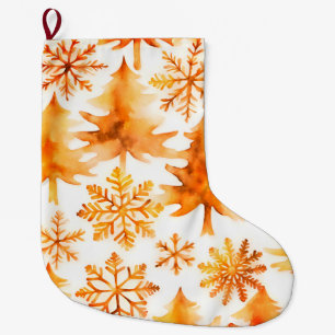 Grande Chaussette De Noël Snowflakes Gold Arbres de vacances