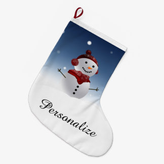 Grande Chaussette De Noël Snowman Christmas Stocker - Nom personnalisé
