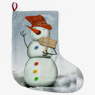 Grande Chaussette De Noël Snowman du Pôle Nord