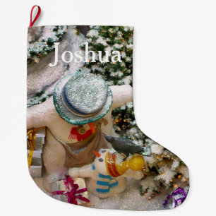 Grande Chaussette De Noël Snowman Famille de Noël Stocker