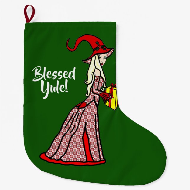 Grande Chaussette De Noël Sorcière bénie de Noël (Devant)