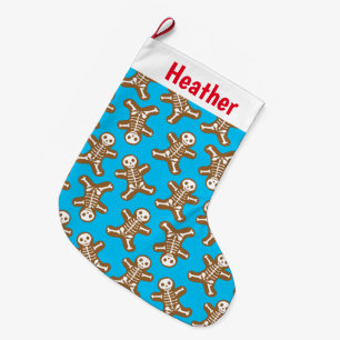 Grande Chaussette De Noël Squelette Gingerbread Homme Motif