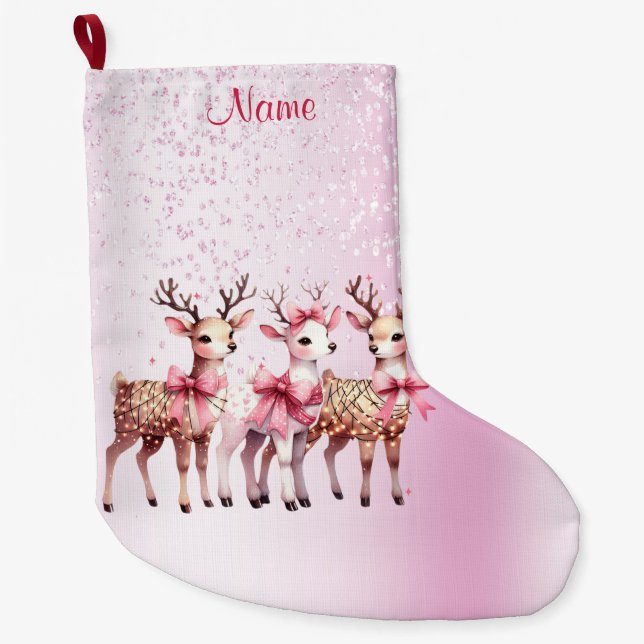 Grande Chaussette De Noël Stationnement de Noël des cerfs (Devant)